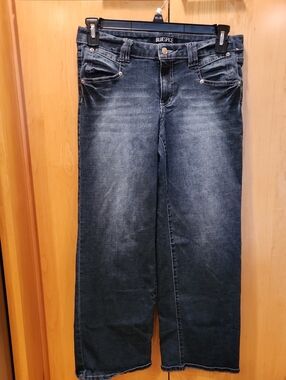 Blue Spice Women's Faded Dark Blue Wide-Leg Jeans